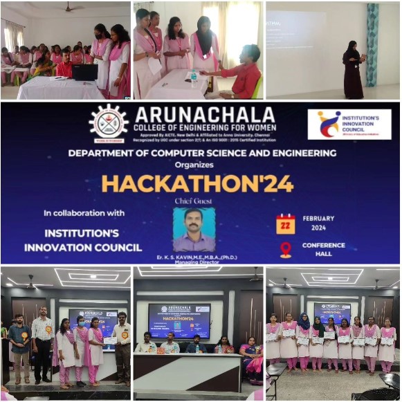 Department of computer science and engineering organises Hackathon 24 in collaboration with Institutions Innovation Council